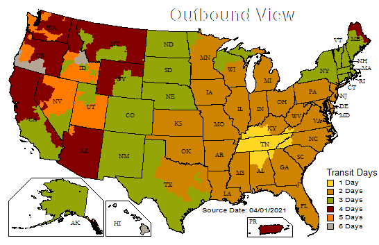 Tennessee Shipping Map