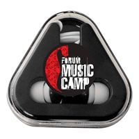 Picture of Custom Printed Ear Buds with Colored Triangle Case