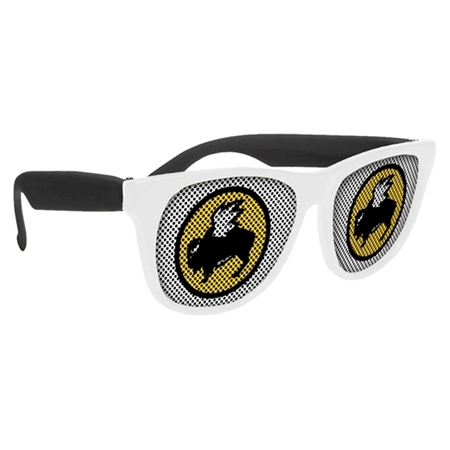 Picture of Custom Printed White Frame Rubberized Logo Lenses Sunglasses