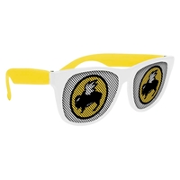 Picture of Custom Printed White Frame Rubberized Logo Lenses Sunglasses