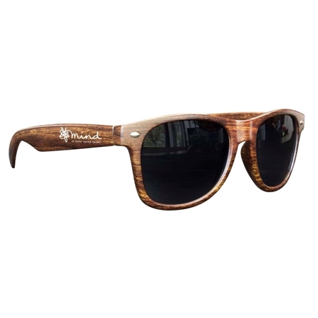 Promotional Medium Wood Tone Sunglasses