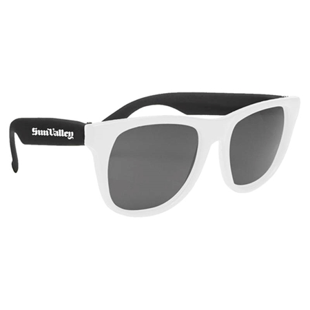 Custom Printed White Frame Rubberized Sunglasses