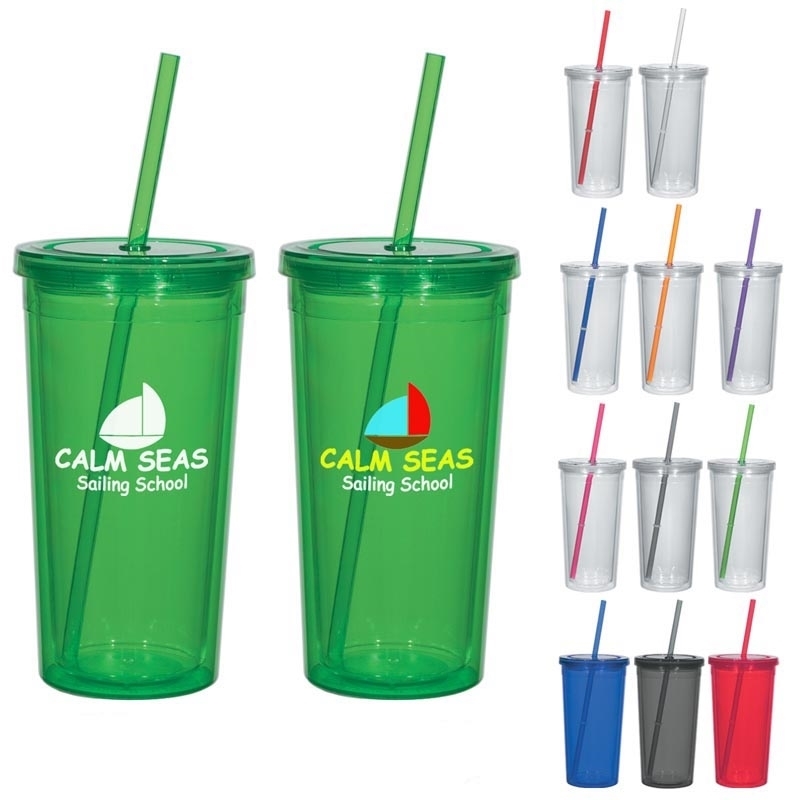 Personalized 24 oz. Double Wall Acrylic Tumbler With Straw with Custom Logo