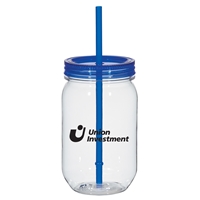 Branded 25 oz. Mason Jars With Straw