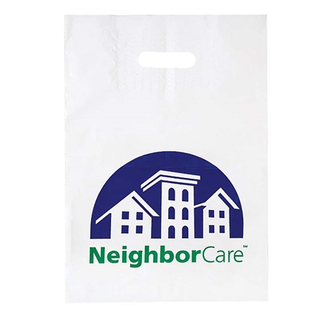 Picture of Custom 12 x 16 x 4 Patch Handle Reinforced Die Cut Handle Bag