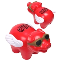 Red Imprinted Flying Pig Stress Ball