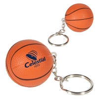 Imprinted Basketball Key Chain Stress Ball