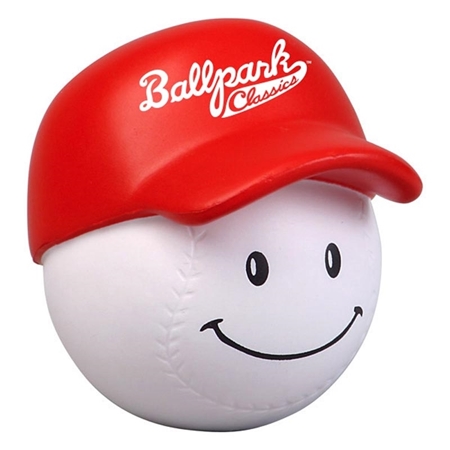 Imprinted Baseball Mad Cap Stress Ball