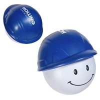 Blue Imprinted Hard Hat Mad Cap Stress Ball