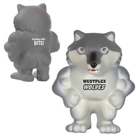 Promotional Wolf Mascot Stress Ball