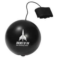 Black Imprinted Yo-Yo Bungee Stress Ball