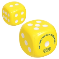 Yellow Imprinted Dice Stress Ball