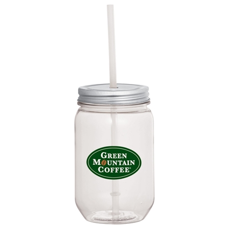 Picture of Custom Printed Mason Jars 22-oz. with Silver Tin Lid