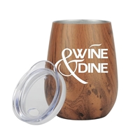 Picture of Custom 10 oz Stainless Steel Wood Tone Stemless Wine Glass