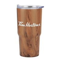 Promotional Contoured 20 oz Wood Tone Stainless Steel Tumbler