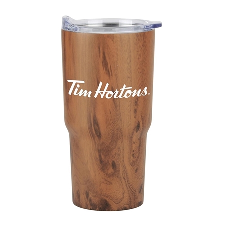 Promotional Contoured 20 oz Wood Tone Stainless Steel Tumbler