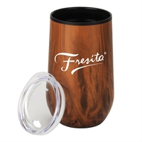 Picture of Custom 14 oz Wood Tone Economy Stainless Steel Stemless Wine
