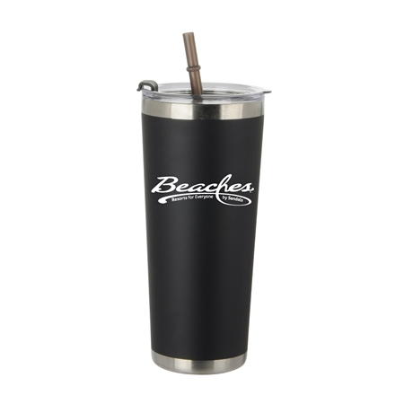 Custom Black 20oz Stainless Steel Straw Bottle