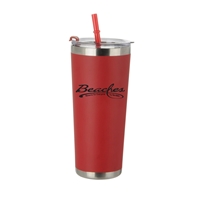 Custom Red 20oz Straw Bottle in Stainless Steel