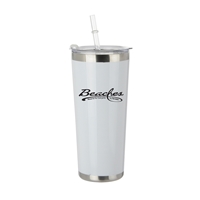 Promotional White 20oz Straw Bottle in Stainless Steel