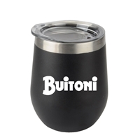 Promotional Black 12oz. Stemless Wine Glass with Stainless Steel Band