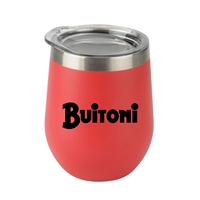 Custom 12oz. Stemless Wine Glass with Stainless Steel Band in Red