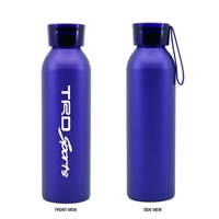 Promotional 20 oz. Aluminum Bottle with Silicone Carrying Strap in Purple