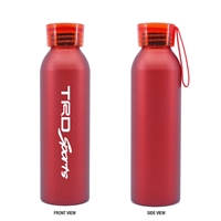 Promotional 20 oz. Aluminum Bottle with Silicone Carrying Strap in Red