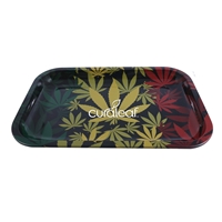 Promotional Custom Black Tin Tray with Large Leaf Design