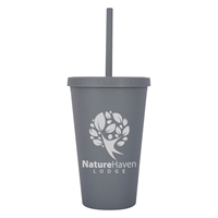 Promotional Custom Gray 16 oz. Newport Wheat Travel Tumbler