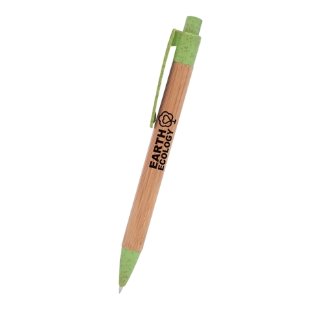 Promotional Custom Bamboo Wheat Writer Pen in Green