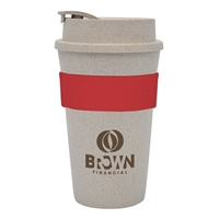 Promotional 16 oz. Wheat Travel Tumbler with Red Band