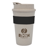 Custom 16 oz. Wheat Travel Tumbler with Black Band