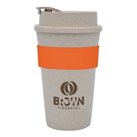 16 oz. Wheat Travel Tumbler with Orange Band