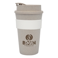 Custom 16 oz. Wheat Travel Tumbler with White Band