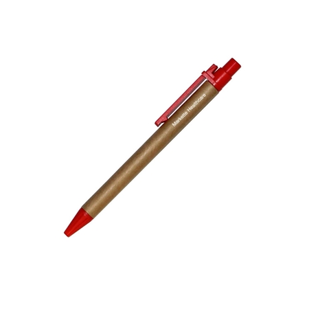 Promotional Custom Recycled Eco Friendly Ballpoint Pen with Red Accents