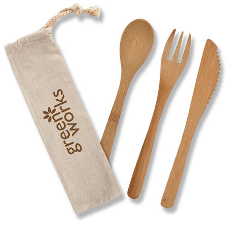 Promotional Custom 3 Piece Bamboo Utensil Set