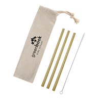 3 Pack Bamboo Straw Kit in Cotton Pouch