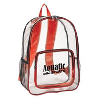 Promotional Custom Printed Clear Backpack in Red