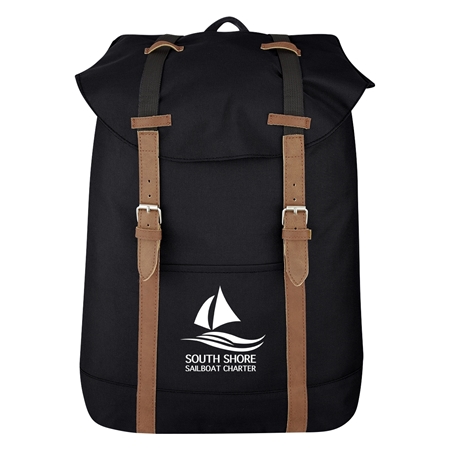 Promotional Custom Black Flap Drawstring Backpack