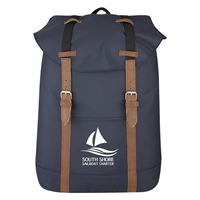 Custom Navy Flap Drawstring Backpack