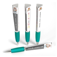 Custom Printed 3 Sided Ad Pen in Teal	