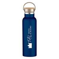 Promotional Navy 21 oz. Tipton Stainless Steel Bottle with Bamboo Lid