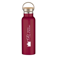 Custom Maroon 21 oz. Tipton Stainless Steel Bottle with Bamboo Lid