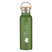 Custom 21 oz. Tipton Stainless Steel Bottle with Bamboo Lid in Green