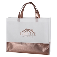 Custom Flair Metallic Accent Non-Woven Tote Bag in Rose Gold