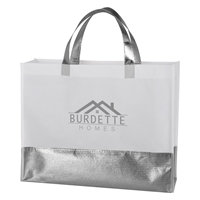 Promotional Flair Metallic Accent Non-Woven Tote Bag in Silver