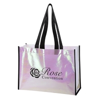 Custom Promotional Mini Pearl Laminated Non-Woven Tote Bag with Black Accents