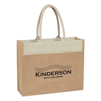 Custom Promotional Beige Jute Tote Bag with Front Pocket