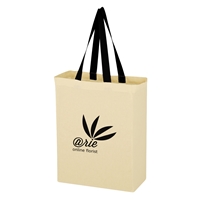 Custom Promotional Natural Cotton Canvas Grocery Tote Bag with Black Handles